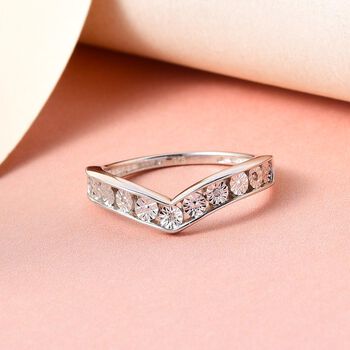 Wishbone Diamond Ring, 925 Silber platiniert