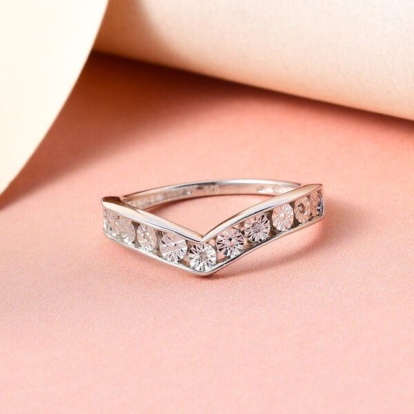 Wishbone Diamond Ring, 925 Silber platiniert image number 2