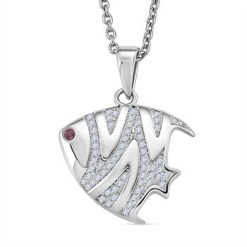 Rhodolith Granat, Moissanit Schmuckset 925 Silber rhodiniert und Edelstahl platiniert ca. 0,27 ct.