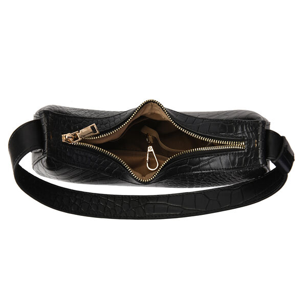 Sencillez Hobo Tasche aus echtem Leder, Gr&ouml;&szlig;e 27x7x14 cm, Schwarz image number 2