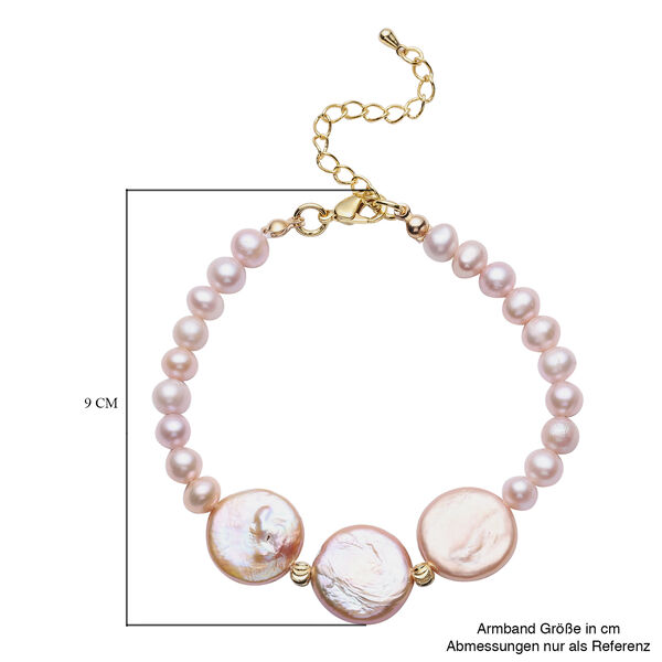 Lila S&uuml;&szlig;wasser Perle (5-7 mm), Lila Keshi Perle (5mm) Armband ca. 19 cm Gelb image number 5