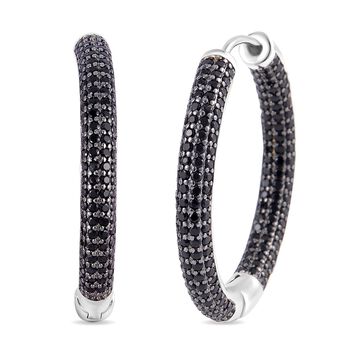 Schwarzer Spinell Ohrringe, 925 Silber, ca. 2.98 ct