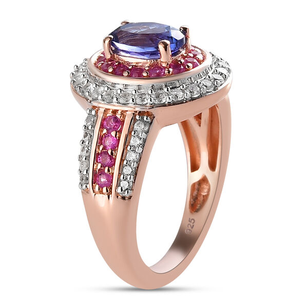 Tansanit, rosa Saphir und Zirkon Ring - 2,01 ct. image number 6