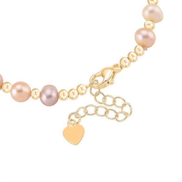 Mehrfarbige S&uuml;&szlig;wasser Perle (4-5 mm), Zirkonia Armband ca. 18cm + 5cm Extender, Nickelfreies Messing Ros&eacute;gold Vermeil image number 5