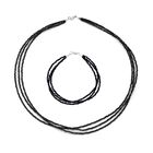 Schwarzer Spinell Schmuckset 925 Silber ca. 90,00 ct.