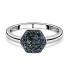 Blauer Diamant Ring 925 Silber platiniert (Größe 21.00) ca. 0.20 ct