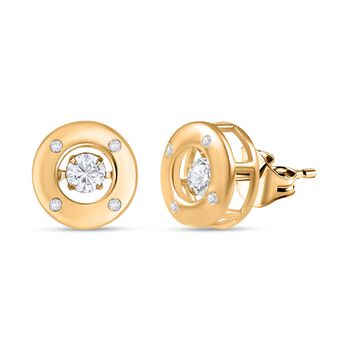 Moissanit Ohrringe, 925 Silber 750 Gelbgold Vermeil - 0,58 ct.