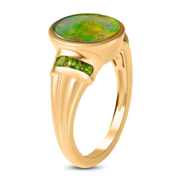 Kanadischer Ammolit und nat&uuml;rlicher Chromdiopsid-Ring - 3,02 ct. image number 5