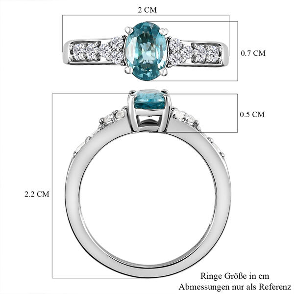 Kambodschanischer, blauer Zirkon und wei&szlig;er Zirkon-Ring, 925 Silber platiniert  ca. 1,63 ct image number 7