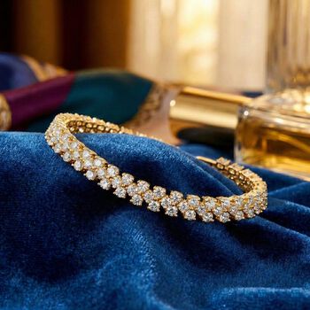 Wei&szlig;er Zirkonia Armband ca. 19 cm Nickelfreies Messing, goldfarben