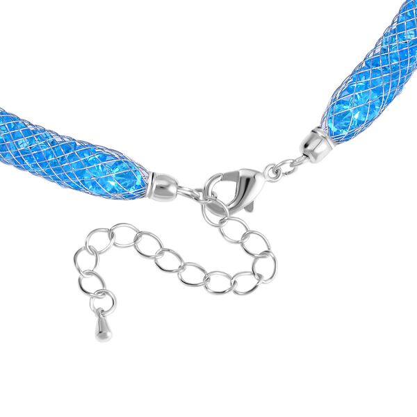 Blauer Kristall Halskette ca. 48 cm Messing image number 3