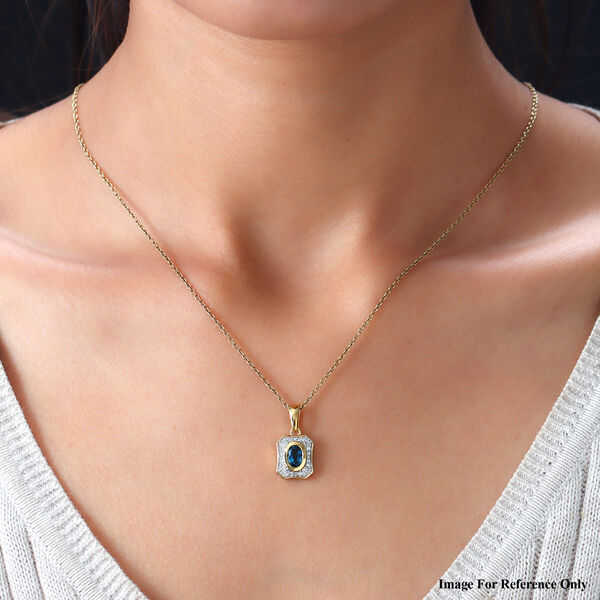 London Blau Topas und Zirkon Anhänger 925 Silber vergoldet ca. 1,13 ct image number 2