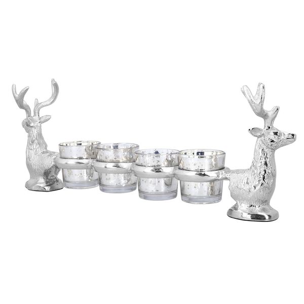 Rentier Kerzenhalter Adventskranz mit 4 Teelichtgl&auml;sern, 42x7,5x15 cm image number 4