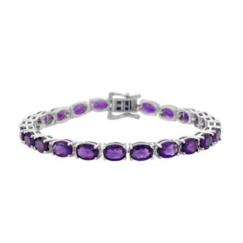 Afrikanisches Amethyst Armband, ca. 19 cm, 925 Silber rhodiniert ca. 16.97 ct