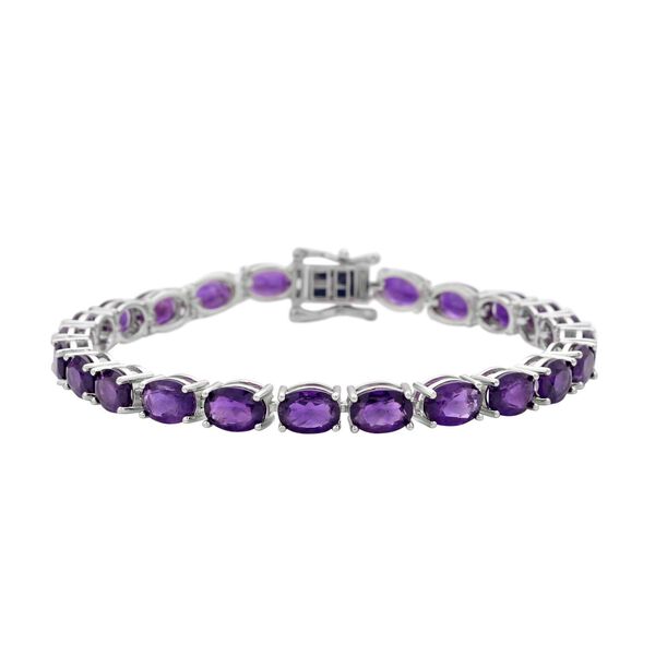 Afrikanisches Amethyst Armband, ca. 19 cm, 925 Silber rhodiniert ca. 16.97 ct