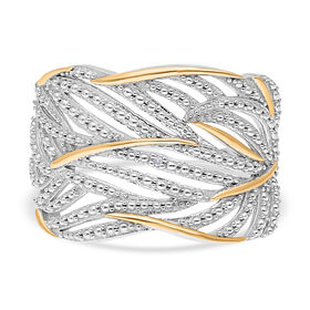 ALLORO zweifarbiger Millgriff-Ring mit Diamantakzenten