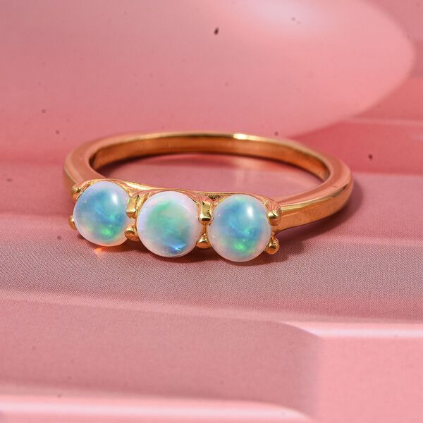 D'Joy AA Natürlicher, äthiopischer Welo Opal Ring 925 Silber vergoldet (Größe 19.00) ca. 1,19 ct image number 1