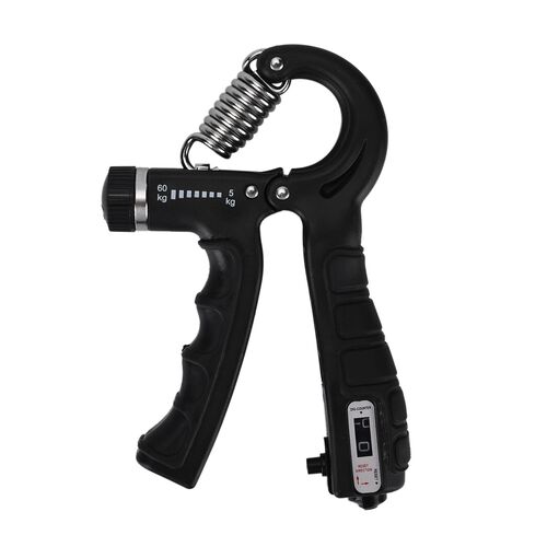 "6pcs Grip Strength Trainer sets color:black weight:357g Package size:11*18*6.5cm 1.Adjustable grip (mechanical) :15*12*2.6cm, 154g PP+TPR 2.Grip ring: Ring diameter 6.8cm.44g, silicone 3.Silicone egg ball :5.8*4.4cm.44.5g, TPE, 4.Silicone piano five-fing image number 1