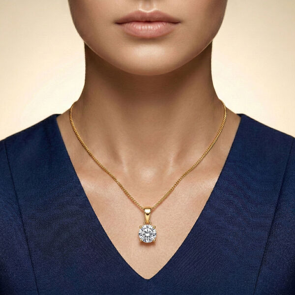 D'Joy 120 Facetten Moissanit Anh&auml;nger 925 Silber vergoldet ca. 0.78 ct image number 2