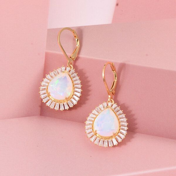 D'Joy AAA nat&uuml;rliche, &auml;thiopische Welo Opal und Moissanit Ohrringe - 5,64 ct. image number 1