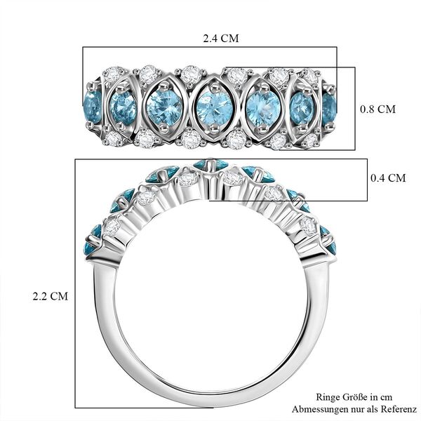 D'Joy Blauer Zirkon, Wei&szlig;er Zirkon Ring 925 Silber rhodiniert (Gr&ouml;&szlig;e 18.00) ca. 1,60 ct image number 7