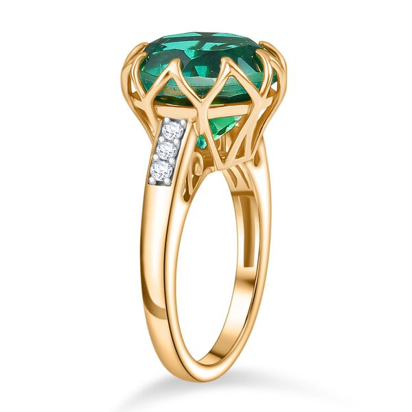 D joy Pfau Quarz Triplette, Wei&szlig;er Zirkon Ring 925 Silber 750 Gelb Vergoldet (Gr&ouml;&szlig;e 18.00) ca. 7.51 ct image number 4