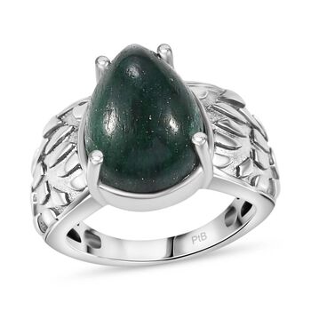 Gr&uuml;ner Aventurin Ring, Silberton, (Gr&ouml;&szlig;e 20.00) ca. 6.02 ct