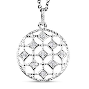 Zirkonia Anh&auml;nger mit Kette, 925 Silber und Edelstahl Kette