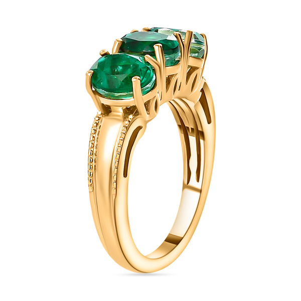 Smaragd-Triplett-Quarz Ring, 925 Silber vergoldet  ca. 3,25 ct image number 4