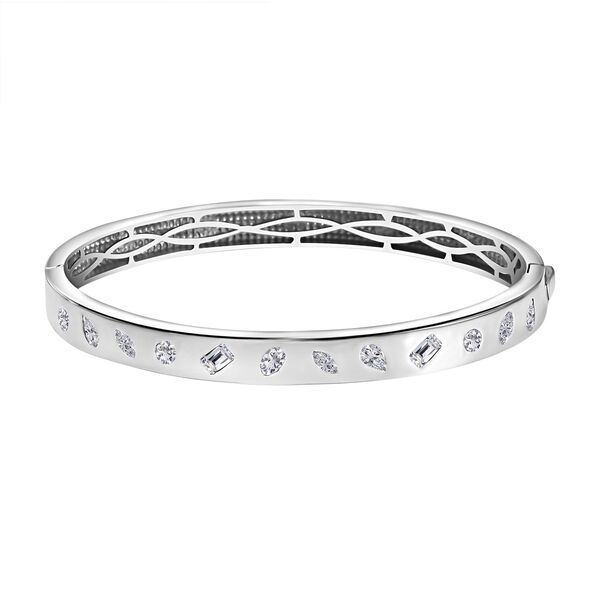 Wei&szlig;er Zirkonia Armreif ca. 19 cm Messing