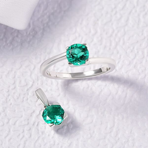 LUXURIANT AAA Labor kolumbianisches Smaragd Schmuckset, 925 Silber rhodiniert - 2,70 ct. image number 2