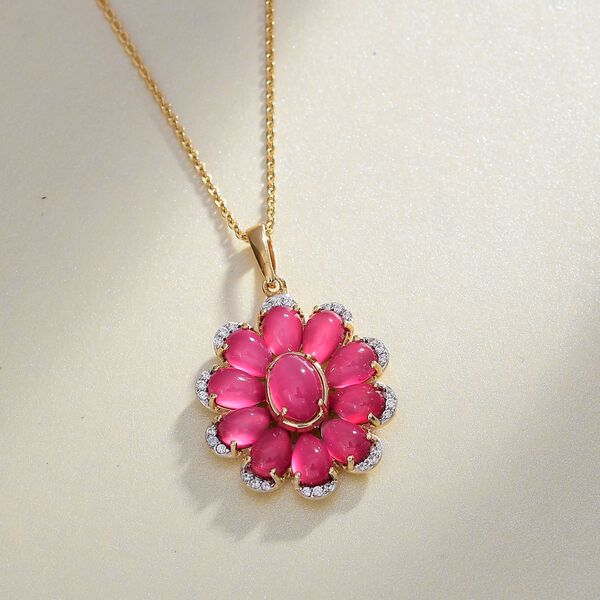 Maulbeer Mondstein und Zirkon Anhänger mit 45cm Kette - 5,62 ct. image number 1