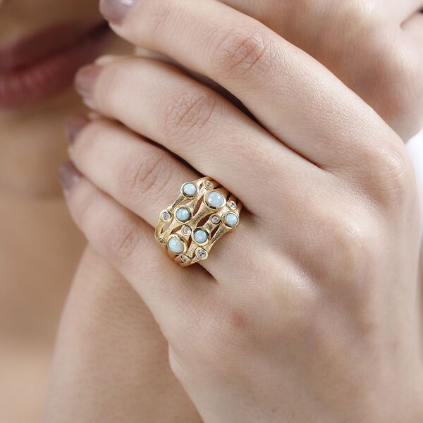 AA natürlicher, äthiopischer Welo Opal und Zirkon-Ring - 0,93 ct. image number 4