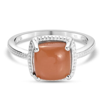 Pfirsich Mondstein Ring 925 Silber  (Gr&ouml;&szlig;e 16.00) ca. 2,85 ct