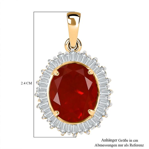 AAA Mexikanischer Kirschfeuer-Opal und Diamant Anhänger in 585 Gold - 2,99 ct. image number 4