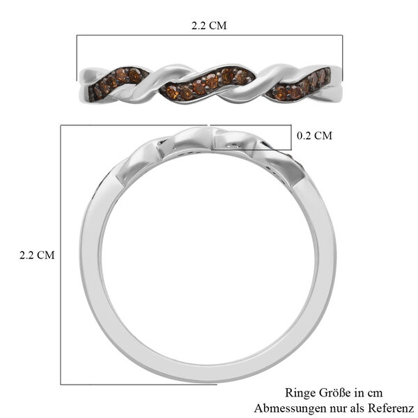 Roter Diamant Ring 925 Silber platiniert  ca. 0,10 ct image number 6