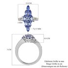 Tansanit und Zirkon Cluster Ring 925 Silber Platin-Überzug image number 6