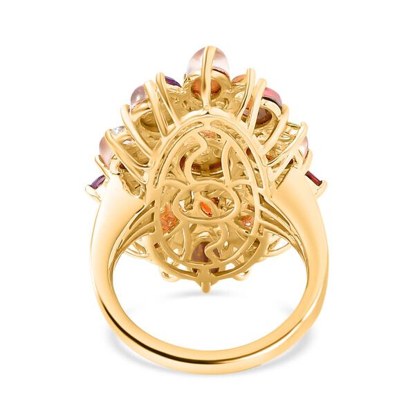 Flamingo Mondstein Ring 925 Silber 750 Gelbgold Vermeil (Gr&ouml;&szlig;e 20.00) ca. 7,56 ct image number 6