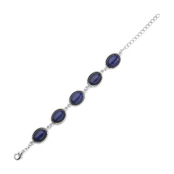 Lapislazuli-Ohrringe und Armband, reiner Edelstahl ca. 95,00 ct image number 4