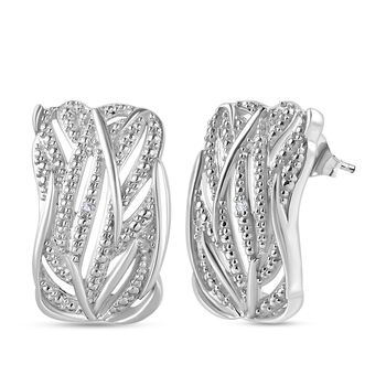 Wei&szlig;er Diamant, Ohrringe 925 Silber platiniert ca.