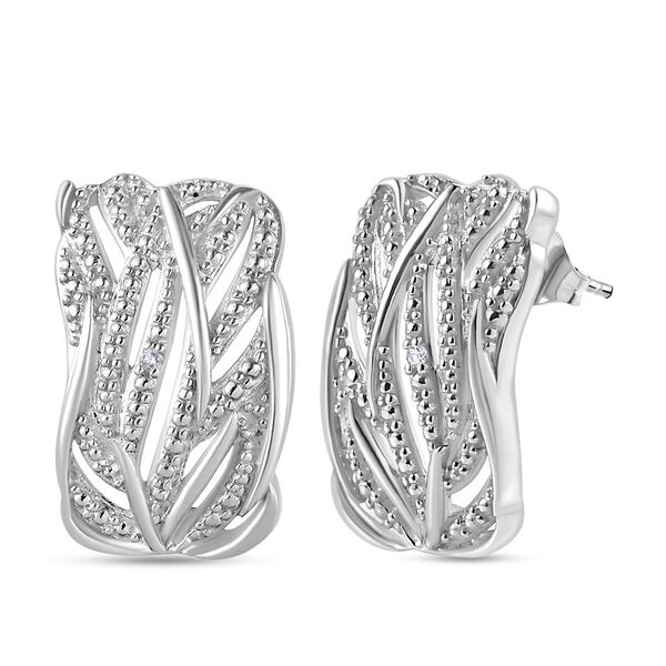 Wei&szlig;er Diamant, Ohrringe 925 Silber platiniert ca.