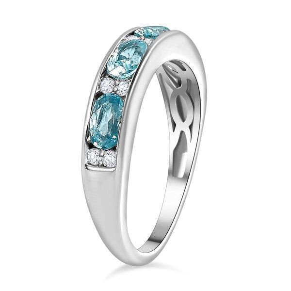 Blauer Zirkon, Wei&szlig;er Zirkon Ring 925 Silber rhodiniert (Gr&ouml;&szlig;e 20.00) ca. 1,62 ct image number 5