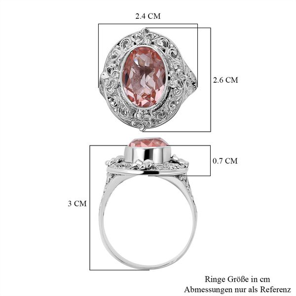 Royal Bali Kollektion - Rosa Morganit Triplette Quarz Ring, 925 Silber (Größe 16.00) ca. 6.00 ct image number 5