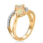 Natürlicher Äthiopischer Opal und Zirkon Ring 925 Silber 585 Vergoldet image number 2