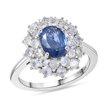 D'Joy AA Nat&uuml;rlicher Kaschmir Kyanit und Regenbogen Mondstein Ring - 2,68 ct.