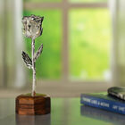 Handgefertigte, echte Rose mit Aufbewahrungsbox und Holz-Ständer, versilbert image number 1