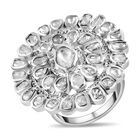 Handgearbeiteter, natürlicher Polki Diamant Ring, 925 Silber platiniert (Größe 17.00) ca. 1.25 ct image number 3