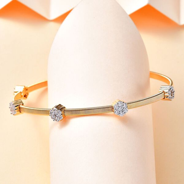 LIMITIERTE AUFLAGE - Moissanit Armreif ca. 19 cm 925 Silber 750 Gelbgold Vermeil ca. 1.20 ct image number 2