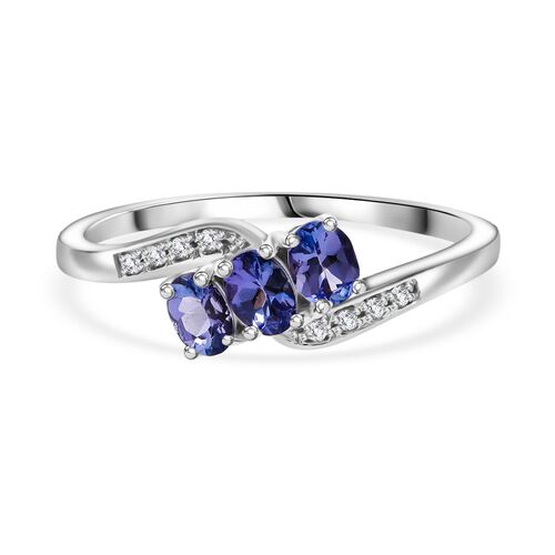 Tansanit, Weißer Zirkon Ring 925 Silber rhodiniert (Größe 17.00) ca. 0.56 ct image number 0