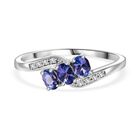 Tansanit, Weißer Zirkon Ring 925 Silber rhodiniert (Größe 17.00) ca. 0.56 ct